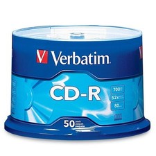 50 VERBATIM CD-R CDR 700MB 52X Logo Branded 80min Media Disc 94691  picture