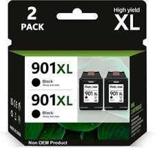 2PK 901XL Black Ink Cartridges CC654AN for HP OfficeJet 4500 J4524 J4525 J4680 picture