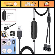8W DC 12V PC Cooling Fan Speed Controller, USB Dual 3-Pin 4-Pin Adapter, 5-12V S picture