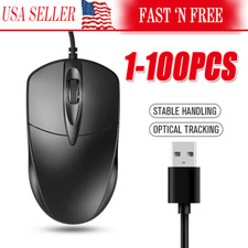 USB 2.0 Optical Wired Scroll Wheel Mouse PC Laptop Notebook Desktop Black Lot picture