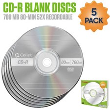 Cellet CD-R 5-Pack – 700MB 80-Minute Blank Discs, 52X Speed for Data, & Music picture