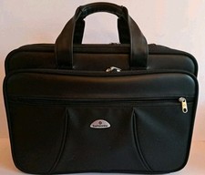 Samsonite Soft Black Laptop Briefcase Messenger Bag Retractable Shoulder Strap  picture