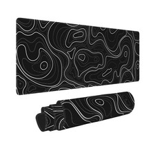 Large Gaming Mouse Pad Black Topographic Contour Mouse Pad Extended XL Long M... picture