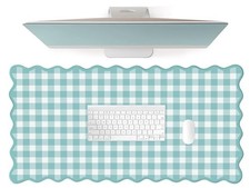 Large Beige Checkered Gingham Desk Mat 31x15.7 Inch Rugged Office Mouse Pad picture