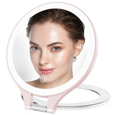 Magnifying Mirror with Light 10X/1X, Double Sided travel mirror with light, Rech picture
