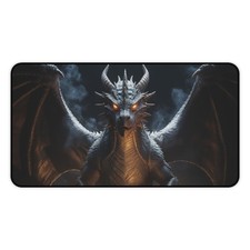 Shadow Black Dragon Gaming Desk Mat Large Dark Fantasy Mouse Pad XL picture