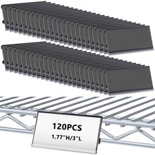 120 PCS Wire Shelf Label Holders For Metro 11/4 Inch 3x1.25 Inch Rack Black picture