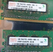 HYNIX HYMP112U64CP8-S6 AB PC2-6400U-666-12 1RX8 1GB 2/PCS (R4S2.5B1) picture