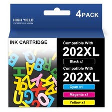 202XL Ink Cartridge Replacement forEpson 202XL XP-5100 WF-2860 Printers (4 Pack) picture