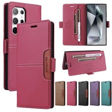Flip Leather Magnetic Wallet Cover Case For S25 S24 S23 S22 S21 S20 Ultra S10 picture