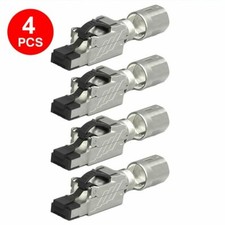4x CAT8 RJ45 Network LAN Ethernet Shielded Plug Connector Single Piece Tool-Free picture