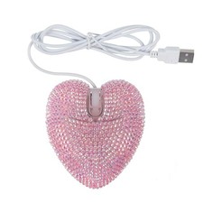Small cute crystal heart-shaped wired mouse with USB cable and 1200 DPI optical picture