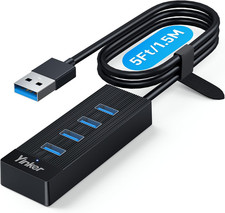 4 Port USB 3.0 Hub 10FT Long Cable with 5 Gbps 5V USB-C Power Supply for Lap... picture