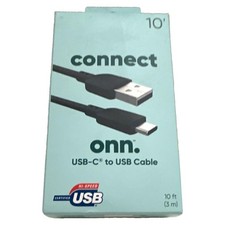 onn. Hi-Speed USB-C Male to USB-A Male USB Cable, 10 ft (3 m), Blue picture