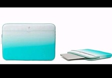 Used Kate Spade JAE Teal Green Ombre 15” Soft Padded Laptop Sleeve Case picture