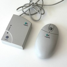 Retro PC Logitech Cordless Wheel Mouse & Reciver C-RA1 (1998) Tested Working picture
