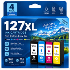 127XL 127 xl Ink Cartridges 4Pack For T127 WorkForce 633 645 Stylus NX530 NX625 picture