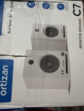 2 Pcs Bluetooth 5.3 Powered Sound Speaker Amp Desktop Home White Ortizan picture