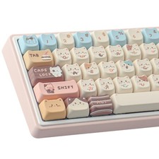 PBT Keycaps 142 Keys Cute Keycaps Dye-Sublimation Sea Salt Cat Keycaps Mao Pr... picture