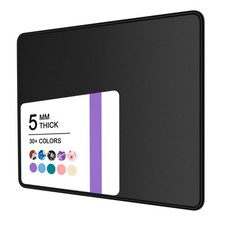 5mm Thick Black Mouse Pad Anti Slip Rubber Mat Stitched Edge 8x10 Inch picture
