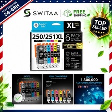 Smart Ink Compatible Ink Cartridges for Canon PGI-250XL CLI-251XL 6 Pack PGBK picture