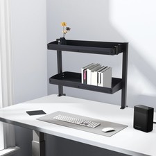 2-Tier Black Clip-on Desktop Organizer Desk ShelvingTable Adjustable StorageTray picture