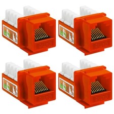 4 Pcs Cat6 RJ45 Network LAN Ethernet Keystone Jack 110 Punch Down Snap In Orange picture