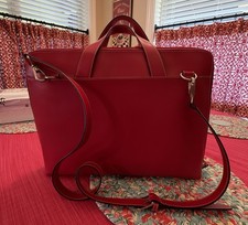 Samsonite Vintage Red Solid Leather Laptop Briefcase Bag/Carry Case picture