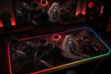 Berserk RGB XXL Gaming Mouse Pad Guts Skull Knight Anime Desk Mat Fantasy picture
