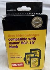 3pk GENUINE Staples Compatible Canon BCI-10 Black Ink Cartridges Sealed picture