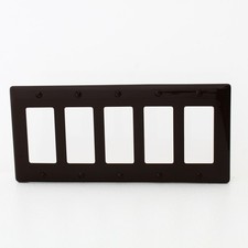 Hubbell NP265 Brown 5-Gang Decorator Unbreakable Nylon Standard Wallplate Cover picture