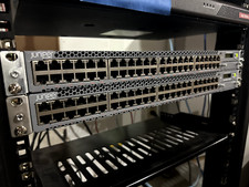 Juniper EX 4300 EX4300-48P 2 Switch LOT Cluster DAC Cables 21.4R3-S12 48 PoE picture