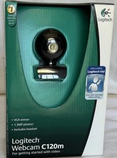Logitech C120m Webcam USB 2.0 1.3MP Manual Focus Clip-On Black w/ Mono Headset picture