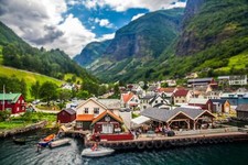 Landscape norway tilt shift art idyllic nordic s Custom Gaming Mat Desk picture