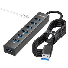 Aluminum Alloy 8 Port USB Hub Long Cable USB Splitter 7USB3.0 TypeC Black picture