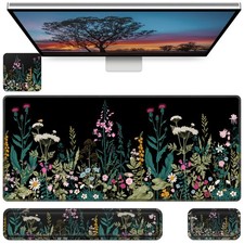 4 in1 Desk Mat, Large Gaming Mouse Pad with Wrist Rest Floral picture