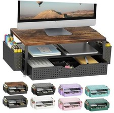 Desk Organizers and Accessories, Monitor Stand with Drawer and 2 Pen Wood picture