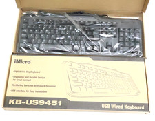 Lot of 2 iMicro KB-US9451 Wired USB Keyboard 104-Key Ergonomic Black picture