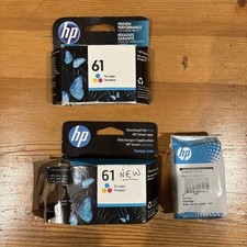 2 Genuine HP Printer 61 Tri Color Ink Cartridge New Sealed (1 new 1 open box) picture