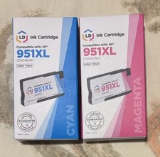 2 LD Ink Cartridges 951XL Magenta/Cyan Compatible with HP 951XL CN047AN  CN046AN picture