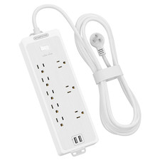 Power Strip Surge Protector Ntonpower Flat Plug Long Extension Cord 15 Ft 8 picture