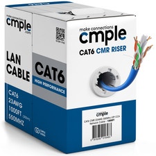 Cat6 Riser Ethernet Cable 1000ft CMR Solid 23AWG UTP 550MHz In-Wall Pull Box picture
