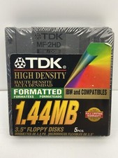 TDK 3.5INC 1.44MB IBM FORMATTED HIGH DENSITY FLOPPY DISKS 5 PACK NEW SEALED picture