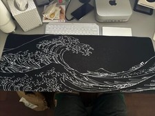 DIGSOM Black Mouse Pad Gaming Japanese Sea Wave Mouse Pad 31.5 X 11.8In  picture