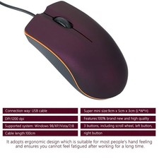 Wired Mini Optical Mouse - Ergonomic Design, USB Computer | Laptop | Purple picture