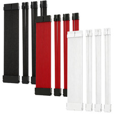 PSU Cable Extension Kit White 18AWG, 24Pin & 4+4Pin CPU & 2x6+2Pin PCIE GPU Cord picture