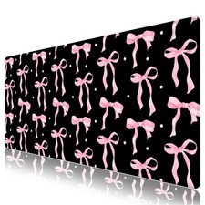 NXZGO Keyboard and Mouse Desk Pad Black Pink Bow picture