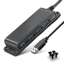 4-Port USB 3.0 Portable Desk Hub,Fixable USB Data Hub 3.0 with 3.3ft/100CM Ca... picture