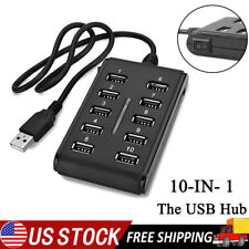 10-Port USB 2.0 Hub Multiplier With Individual Power Switches Laptop PC 480Mbps picture