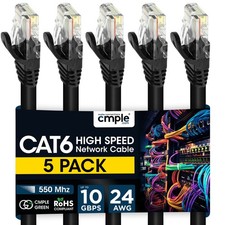5PCS Cat6 Network Cable 1.5-15ft High-Performance Ethernet Cord for Gaming Black picture